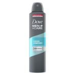 Dove Men+Care Clean Comfort Dry Spray Antiperspirant Deodorant, Up To 48 hrs Protection From Sweat & Odour, Dermatologically Proven, Soothes & Moisturises Skin, Long-Lasting Crisp Fragrance, 250 ml - Fast Shipping to USA & Canada