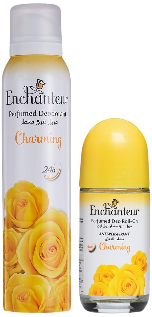 Enchanteur Charming Perfumed Deo Spray for Women (150ml) and Charming Roll-On Deodorant for Women (50ml)
