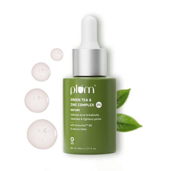 Plum Green Tea & Zinc Complex 3% | With AcnacidolTM BG & natural AHAs | Fights Pimples & Tightens Pores | Controls Oil & Gently Exfoliates - Fast Shipping to USA & Canada