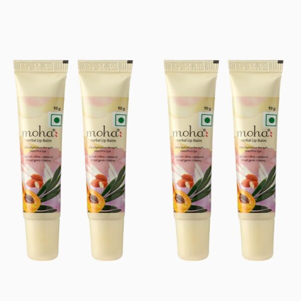 moha: Herbal Lip Balm| Enriched with Vitamin E |Lip Balm Moisturises & Protects from the Sun | Repairs Chapped Lips- 10gm (Pack of 4) - Fast Shipping to USA & Canada