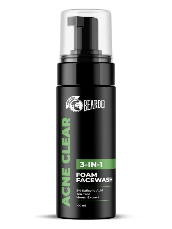 Beardo Acne Clear Foam Face Wash, 100ml | 3-in-1 Face Wash for Acne and Pimples | Anti Acne Face Wash for Men | 2% Salicylic Acid for Acne Prone Skin - Fast Shipping to USA & Canada