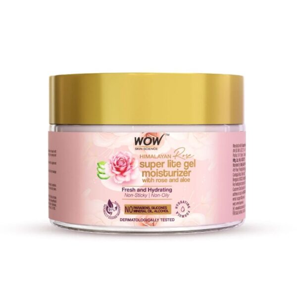 WOW Skin Science Super Light Rose Aloe Gel Moisturizer | Instant Hydration | Non-Sticky & Oil-Free | Quick Absorbing | Suitable for all Skin Types | 50 ml - Fast Shipping to USA & Canada