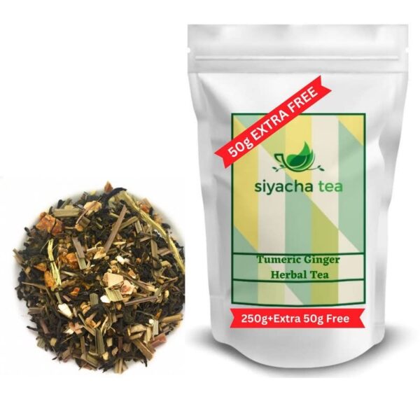 Siyacha Tea Turmeric Ginger Green Tea|SPECIAL VALUE OFFER PACK BUY 250g GET EXTRA 50g FREE|Wellness Range Chai Patti|Immunity Booster 100% Organic Blend|Natural Detox Soothing Loose Leaf Beverage - Fast Shipping to USA & Canada