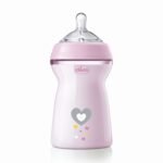 Chicco Natural Feeling Feeding Bottle for Babies, 330ml (6+ Months)| Mother Breast Like Teat|Soft Silicon, Anti-Colic Teat | Angled Teat Suitable for Newborns | with Anti-Drip Cap | BPA Free (Pink) - Fast Shipping to USA & Canada