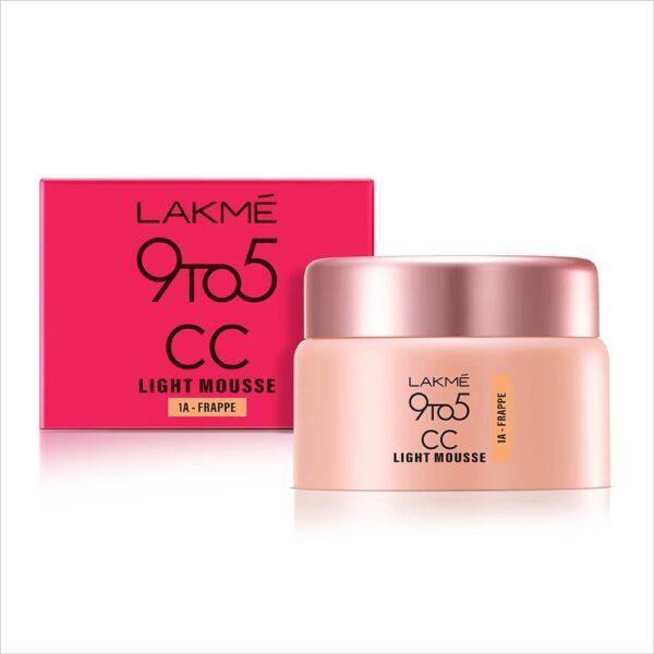 LAKME 9To5 Cc Light Mousse With Vitamin E & A Hint Of Foundation | Matte Finish, Non-Comedogenic, Lightweight Mousse Foundation, 25Gm - Frappe - Fast Shipping to USA & Canada