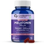 Carbamide Forte Melatonin 10 mg Sleeping Pills with Tagar 250 mg | Sleep Supplement for Men & Women | Melatonin Tablet for Restful Deep Sleeps - 60 Veg Tablets. - Fast Shipping to USA