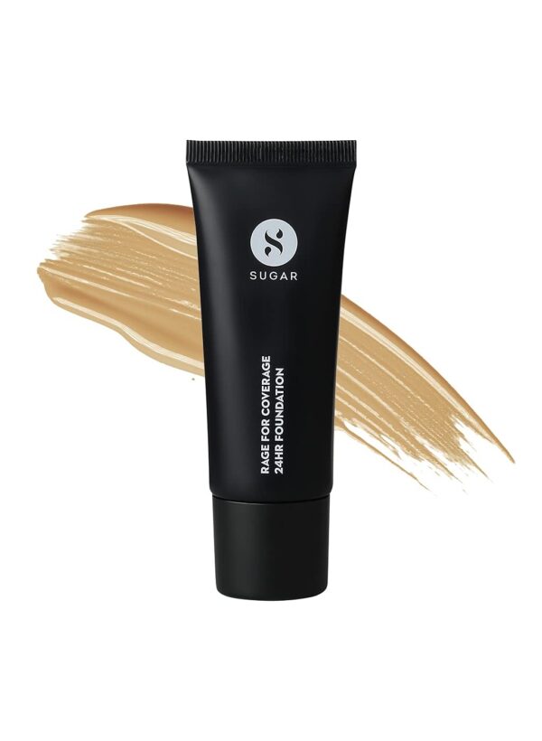 SUGAR Cosmetics Rage For Coverage 24Hr Foundation | Full Coverage | Matte Finish I Creamy Formula | 25 ml - 40 Breve - Fast Shipping to USA & Canada