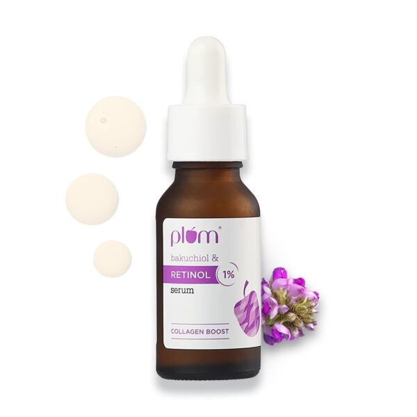 Plum 1% Retinol Anti Aging Night Face Serum with Bakuchiol | Boosts Collagen, Reduces Fine Lines & Wrinkles | Retinol Serum for Face | for Women & Men | Beginner-Friendly | Suits All Skin Types | 20ml - Fast Shipping to USA & Canada