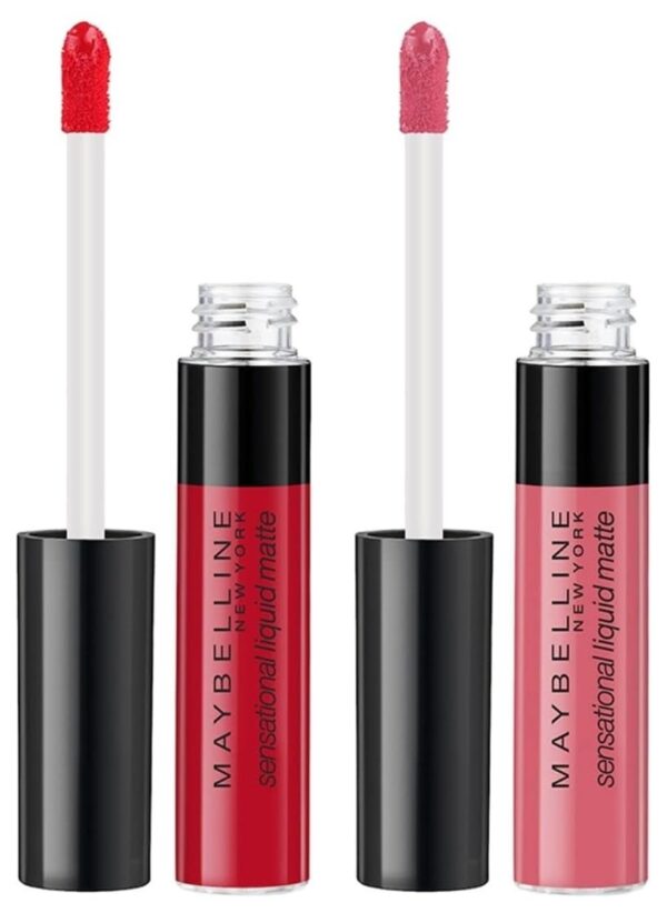 Maybelline New York Sensational Liquid Matte Lipstick 04, Easy Berry, 7G. and Maybelline New York Sensational Liquid Matte Lipstick 03 Flush It Red, 7G - Fast Shipping to USA & Canada