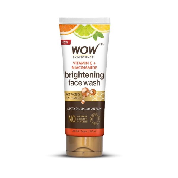 WOW Skin Science Brightening Vitamin C & Niacinamide Face Wash | For Brighter Glow | Paraben & Sulphates Free | Face Wash for Women & Men | 100 ml - Fast Shipping to USA & Canada