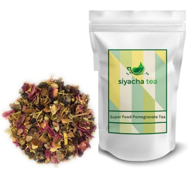 Siyacha Tea Super Food - Pomegranate Tea 100g|Natural Antioxidant Rich Loose Leaf Chai Patti|Herbal Caffeine Free Blend Tisane|Boost Energy Helps in Healthy Weight loss|Indian Spice Masala Blend| - Fast Shipping to USA & Canada