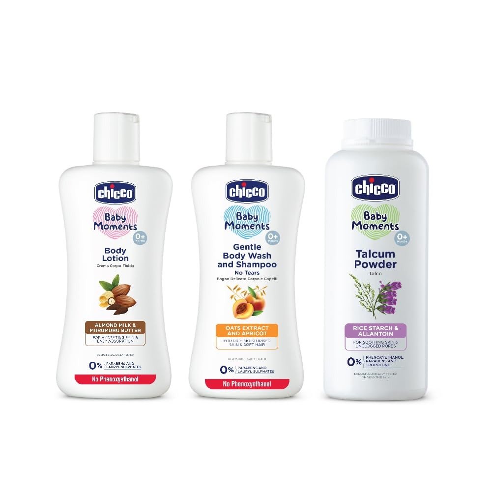 51wXay5OZtL-1.jpg Chicco Baby Lotion 200ml,Baby Body wash 200ml, Baby Powder 150ml Combo Pack - Fast Shipping to USA & Canada - Image 1
