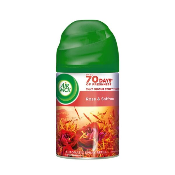 Air Wick 250 ml - Rose & Saffron, Freshmatic Automatic Air Freshener Refill | 2600 Sprays Guaranteed | Automatic Room Freshener, Bathroom Freshener and Room Spray
