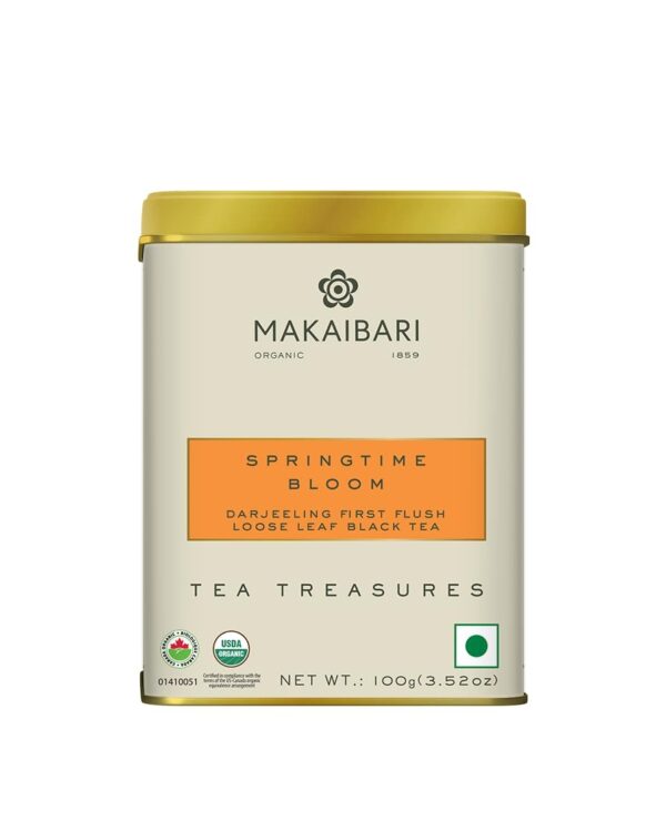 Makaibari Spring Time Bloom | 100 gm Tin Caddy | First Flush Black Tea - Fast Shipping to USA & Canada