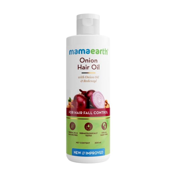 Mamaearth Onion Hair Oil with Onion Oil & Redensyl for Hair Fall Control | Boosts Hair Growth | Adds Strength & Shine | 200 ml - Fast Shipping to USA & Canada