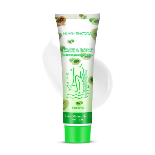Hilary Rhoda Face & Body Cleansing Scrub Gel | Dead Skin Removing Cleansing Scrub Gel | Gently Exfoliates Skin Cells | Removes Dirt & Oil | 100ml (Papaya-Shade 03) - Fast Shipping to USA & Canada