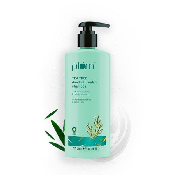 Plum Tea Tree Dandruff Control Shampoo I With Tea Tree Oil, Propanediol Caprylate & Willow Bark Extracts I For All Hair Types Dandruff Control | Sulphate Free | Paraben- Free I 100% Vegan | 250 Ml - Fast Shipping to USA & Canada