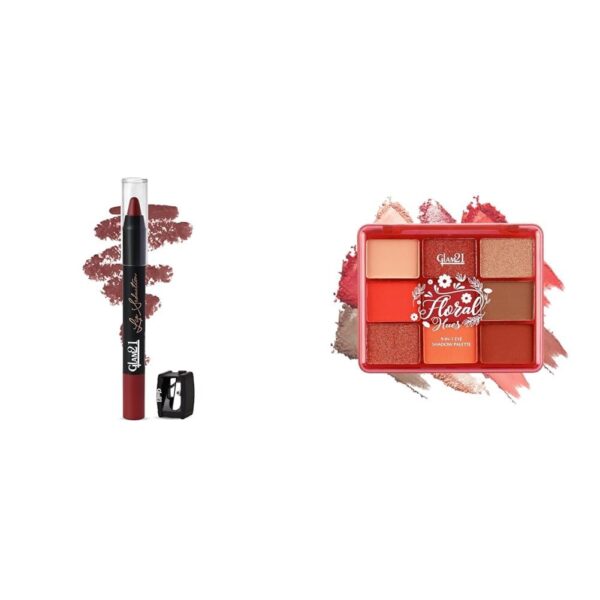 Glam 21 Lip Seduction Non- Transfer Crayon LipstickMystique Brown|10 Floral Hues 9 In 1 Eyeshadow Palette Highly Pigmented Smudge-Proof (7.5 gm) 02- Daisy - Fast Shipping to USA & Canada