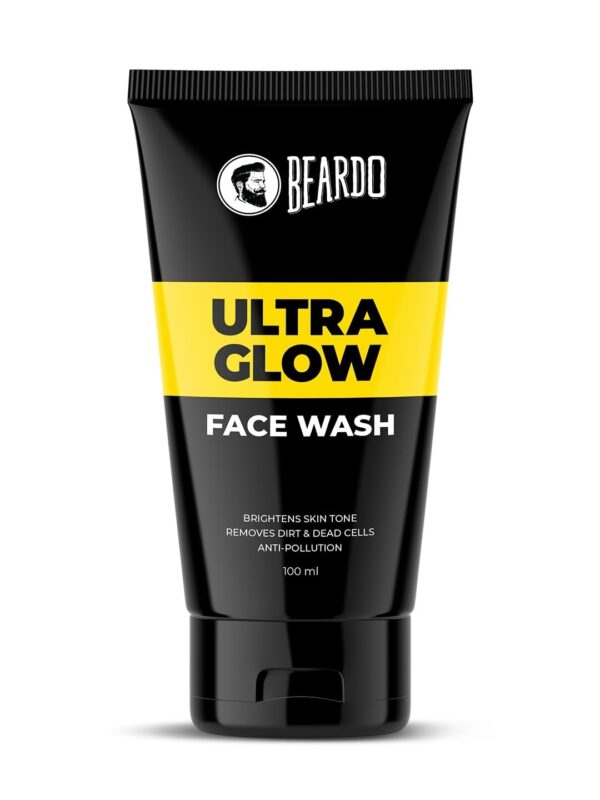 Beardo Ultraglow Face Wash for Men | Red Algae, White Lily & Menthol for Brightened, Hydrated and Refreshing Skin | Face Wash for Tone Brightening and Glowing Skin | Suitable for All Skin Types | 100ml - Fast Shipping to USA & Canada
