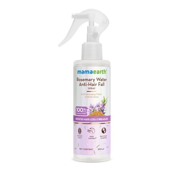 Mamaearth Rosemary Water Anti-Hair Fall Spray with 100% Pure Rosemary Water & Methi Dana 200ml|Hair Growth,Stronger,Denser Hair|24Hr Frizz Control|Folligen ANALupe, Fision Aquashield|Shiny,Smooth Hair - Fast Shipping to USA & Canada
