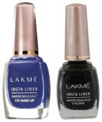 LAKME Insta Liquid Eye Liner, Black 9 ml & Lakme Insta Eye Liner, Blue 9 ml Matte Finish - Fast Shipping to USA & Canada