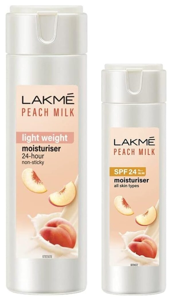 LAKME Peach Milk Face Moisturizer 200 ml & LAKME Peach Milk Moisturizer SPF 24 Sunscreen Lotion - Fast Shipping to USA & Canada