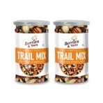 Berries And Nuts Super Trail Mix | Mixed Berries, Nuts and Seeds | 20 + Varities of Assorted Dry Fruit Mix with Berries, Nuts, Seeds & Fruits as Immunity Booster | 400 Grams | 2 Bottles of 200 Grams - Fast Shipping to USA & Canada