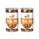 Berries And Nuts Super Trail Mix | Mixed Berries, Nuts and Seeds | 20 + Varities of Assorted Dry Fruit Mix with Berries, Nuts, Seeds & Fruits as Immunity Booster | 400 Grams | 2 Bottles of 200 Grams - Fast Shipping to USA & Canada