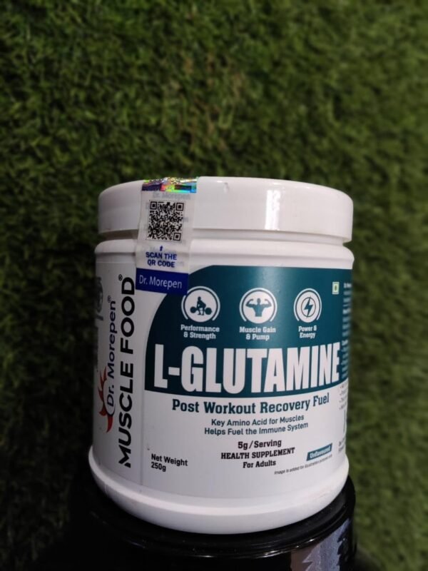 Dr. Morepen L-Glutamine Post Workout Recovery Supplement, 250g, Unflavoured, 5g Per Serving - Fast Shipping to USA