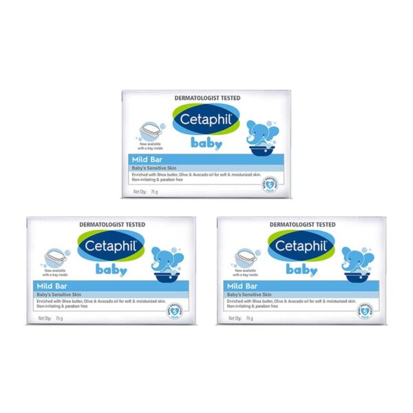 Cetaphil Baby Mild Bar for Face and Body Pack of 3, (75g x 3, Sensitive Skin) - Fast Shipping to USA & Canada