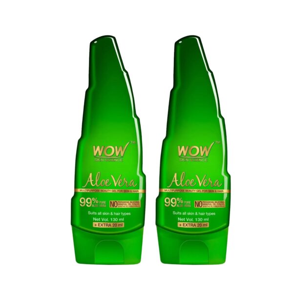 WOW Skin Science 99% Pure Aloe Vera Gel for Face, Skin & Hair - 150ml|Ultimate Gel For Glowing Skin|For Both Men and Women|Pack of 2 - Fast Shipping to USA & Canada