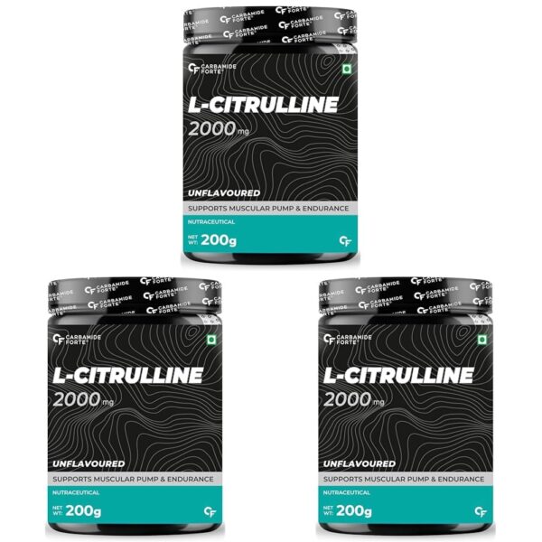 Carbamide Forte L Citrulline Powder 2000mg | Boosts Nitric Oxide, Pre Workout Supplements for Men & Women - Unflavoured - 100 SERVINGS - 200g (Pack of 3) - Fast Shipping to USA