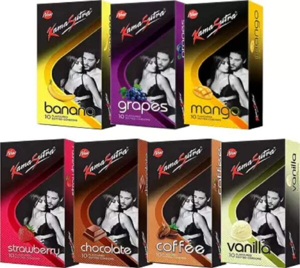 KamaSutra Fantasy Pack With Exciting Flavours Condom (Pack of 7, 70S) - Fast Shipping to USA & Canada