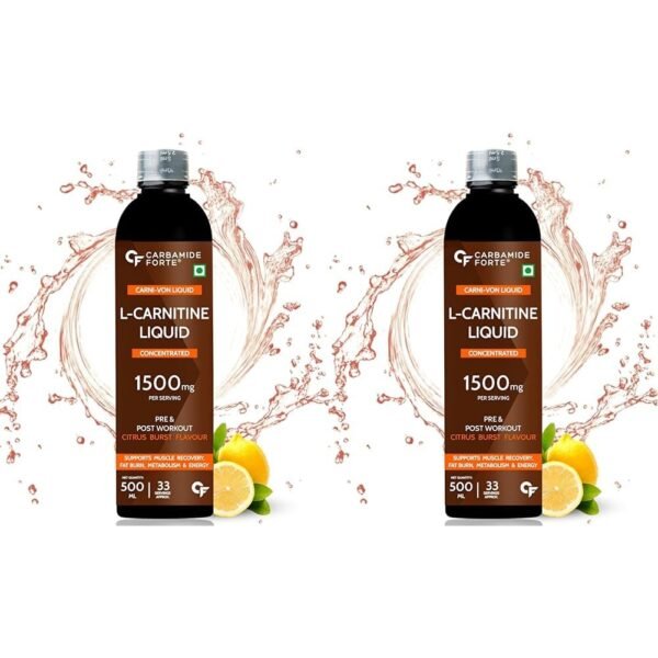 Carbamide Forte L-Carnitine Concentrated Liquid with 1500mg Per Serving | Pre & Post Workout Supplement - 33 Servings -500ml (Pack of 2) - Fast Shipping to USA