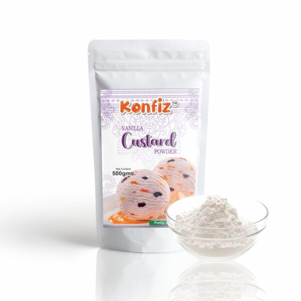 KONFIZ Vanilla Custard Powder | Vanilla Flavor | Makes Smooth & Creamy Custard | Contains Quality Ingredients | Best For Fruit Salads & Puddings | 500g - Fast Shipping to USA & Canada