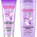 L'Oreal Paris Hyaluron Moisture 72H Hydra Filling Night Cream 180ml & L'Oreal Paris Hyaluron Moisture 72H Moisture Filling Shampoo180ml - Fast Shipping to USA & Canada