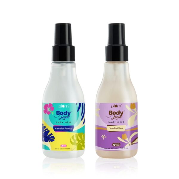 Plum Body Lovin' Beachy Combo For Women, Vanilla & Hawaiian Rumba Vibes Body Mist Duo, Super-Refreshing, Aloe-Infused, Body Mist, 300ml - Fast Shipping to USA & Canada