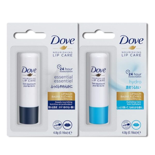 Dove Essential & Hydro Nourishing Lip Care Balm, 24hr Hydration, 4.8g (Pack of 2) - Fast Shipping to USA & Canada