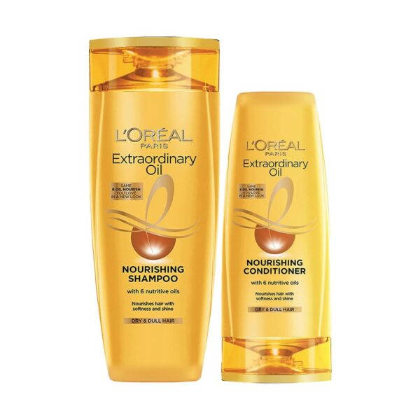 L'Oreal Paris Extraordinary Oil Nourishing Shampoo For Dry & Dull Hair (340ml) + Conditioner For Dry & Dull Hair (386 ml), Regime pack of 2 - Fast Shipping to USA & Canada