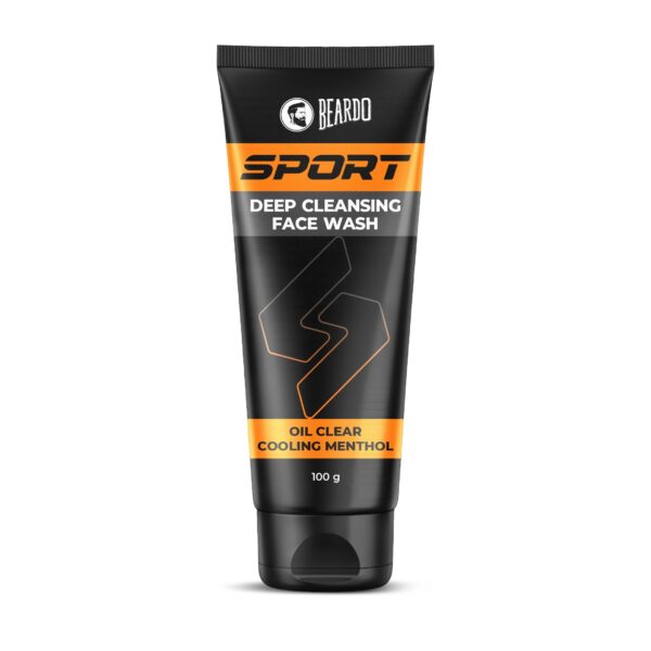 Beardo Sports Face Wash for Men- 100g | Dirt & Oil Control | Menthol Cooling & Refreshing Cleanser | Face wash for Oily skin | Face wash Suitable for all Skin types - Fast Shipping to USA & Canada