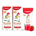 Colgate Kids 3-5 Yrs Premium Anticavity Toothpaste, Natural Strawberry Flavour, 0% Artificial - 80G (Combo Pack Of 2) - Fast Shipping to USA & Canada