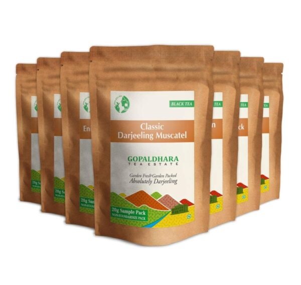 Gopaldhara Darjeeling Black Teas Sample Pouches (Pack of 7 Teas - 20 Grams Each) - Special FTGFOP1 Finest Tea from Gopaldhara Tea Estate - Fast Shipping to USA & Canada