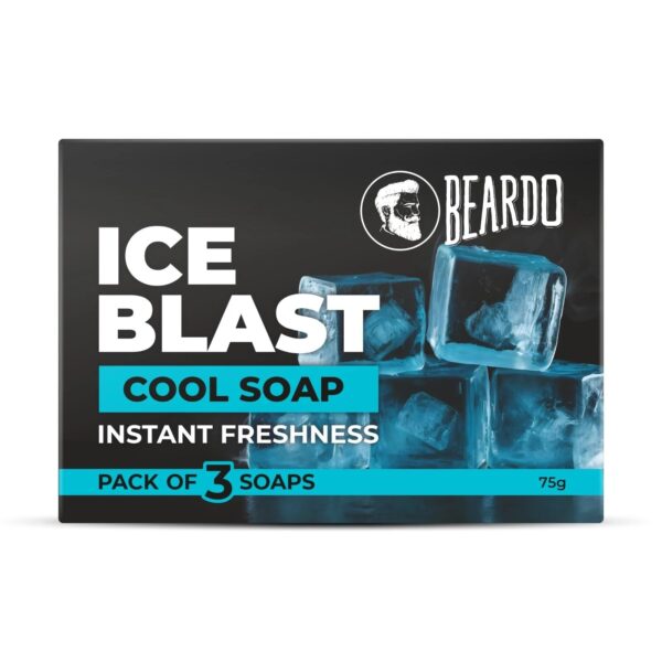 Beardo Ice Blast Soap For Men 75G X 3 | Cooling Mint effect | Instant Freshness With Every Shower| Soaps For Bath | Bathing Soaps | Reduces Skin Inflammation | Body Soaps For Bath | Mens Soap (Pack Of 3) - Fast Shipping to USA & Canada
