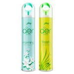 Godrej aer Spray | Room Freshener for Home & Office - Jasmine Delight & Fresh Lush Green | Pack of 2 (220 ml each) | Long-Lasting Fragrance - Fast Shipping to USA & Canada