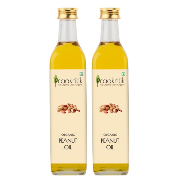 Praakritik Organic Extra Virgin Peanut Oil, (500ml Pack of 2), Perfect for Daily Cooking - Fast Shipping to USA & Canada