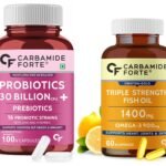 Carbamide Forte Probiotics Supplement 30 Billion for Women & Men - 100 Veg Capsules & Carbamide Forte Triple Strength Fish Oil 1400mg with Omega 3 900mg for Men & Women - 60 Softgel Capsules - Fast Shipping to USA
