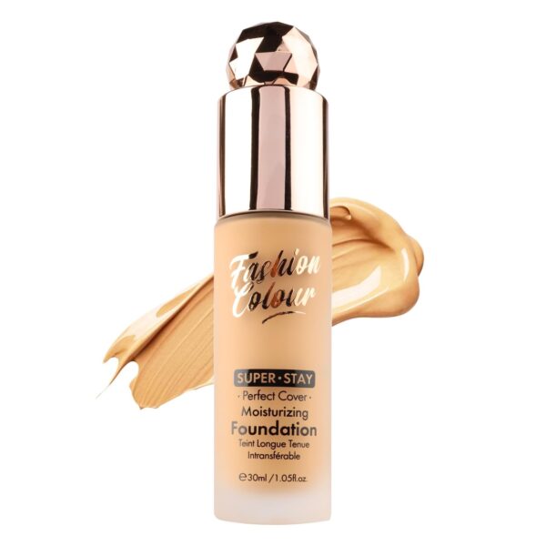 Fashion Colour Super Stay Foundation | Time Backflow | Perfect Cover Moisturizing Foundation | Foundation for All skin tone | For Glowing Skin | (Golden Beige, 30ML) - Fast Shipping to USA & Canada