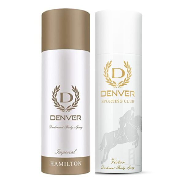 DENVER Imperial & Sporting Club Victor - 200ML Each (Combo Pack of 2) Long Lasting Deodorant Spray - For Men (400 ml, Pack of 2) - Fast Shipping to USA & Canada