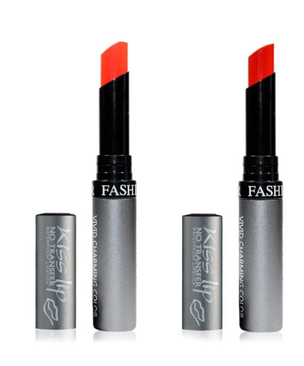 Fashion Colour Kiss Lip No Transfer Lipstick, Waterproof, Smudgeproof, Long Lasting Combo (Orange & Dark Red) - Fast Shipping to USA & Canada