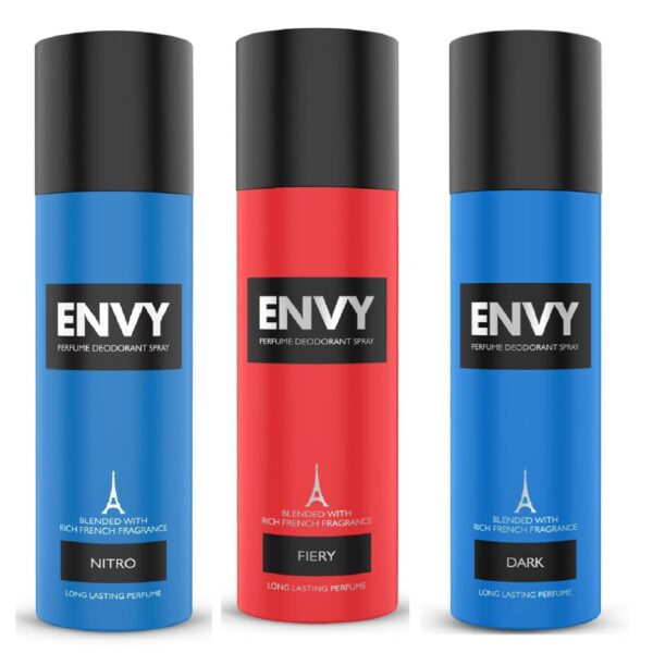 ENVY Dark Deo & Fiery Deo - 140ML Each & Nitro Deo - 120ML (Combo Pack of 3) | Long Lasting Deodorant for Men - Fast Shipping to USA & Canada